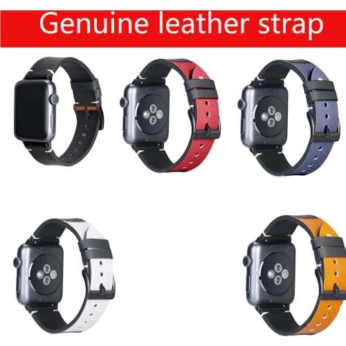 Fashion Genuine Leather strap for apple watch wristband series 6 5 4 40 44mm for iwatch SE real leather band 3 2 1 38 42mm