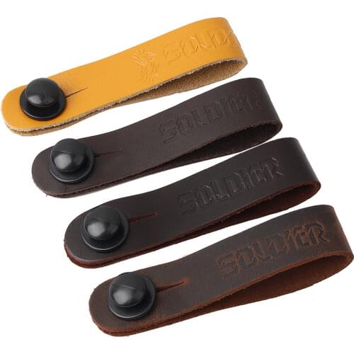 Soldier Grain Leather Guitar Neck Strap Button Guitar Head Stock Tie Safe Lock Guitar Accessories