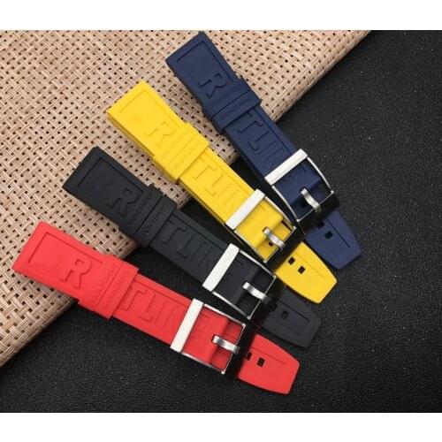 Luxury Brand Nature Rubber Silicone Watch Band 22mm 24mm Black Red Blue Yellow Watchband For Navitimer/Avenger/Breitling Logo On