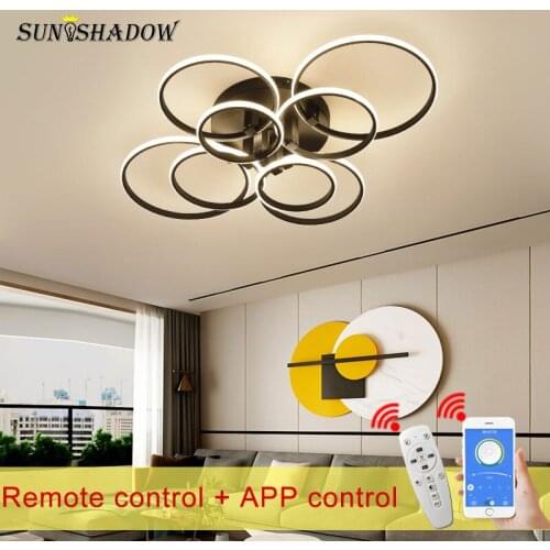 Modern Led Chandelier Light Black&White Light Fixtures For Living Room Bedroom Dining Room Kitchen Remote APP Control Luminaires