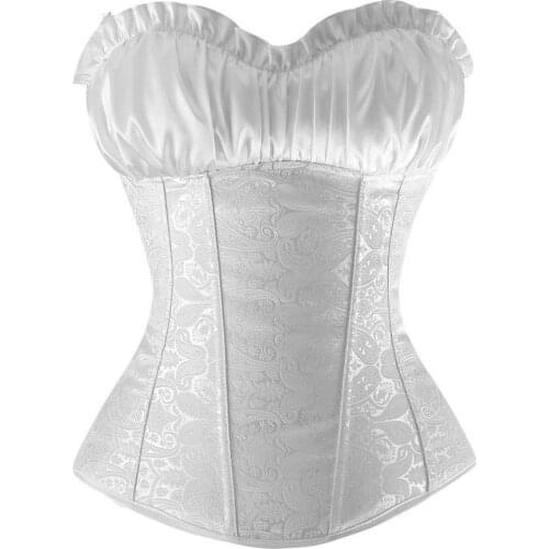 Renaissance Gothic Corset Womens Lace Up Boned Plus Size Zip Side Sexy Lingerie Top Wedding Bridal Corset Bra Bustier