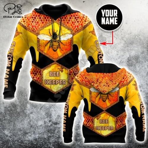 PLstar Cosmos Honey Bees 3D Printed Hoodies Casual Men/Women Zipper Hooded Beautiful Animal Unisex Brand Streetwear Apparel B10