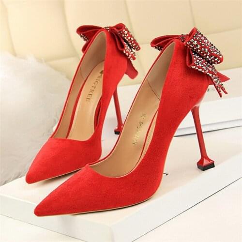 Valentine Shoes Extreme High Heels Crystal Shoes Rhinestone Heels Stiletto Elegant Shoes For Woman Women Pumps Ladies High Heels