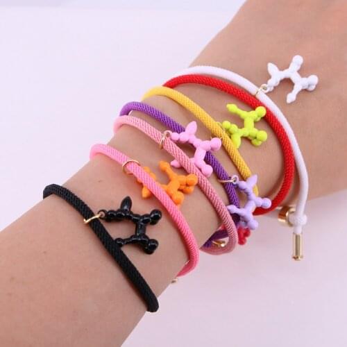 10PCS, Enamel Balloon Dog Pendant Charms Mix Rope Cords Bracelets Bangle DIY Jewelry