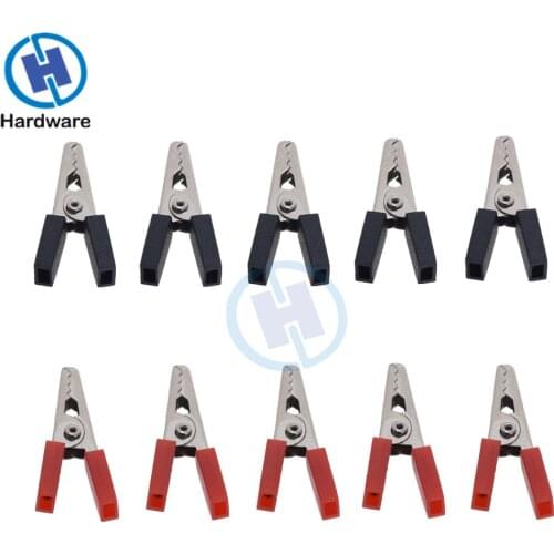 10pcs Red Black Alligator Clips Crocodile Terminal Test Electrical Battery Crocodile Clamp 35mm