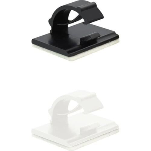 10pcs Cable Clamp Self Adhesive Wire Clip Tie Fixer Organizer Management Fastener Buckle Mounting Desk Line White Black