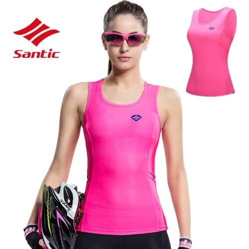 Santic Sleeveless Top Shirt Bicycle Cycling Jersey Women Breathable Quick Dry Running Underwear Bike Jersey Bicycle Clothing