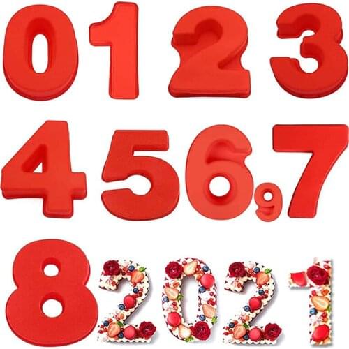 4/10 Inch Silicone 0-9 Number Moulds Cake Decorating Tools Birthday Wedding Anniversary Day Pastry Molds Baking Forms Pan