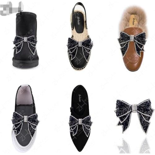 6 Styles Colorful Rhinestone Color bow Embroidery Fabric Applique Patch African Sew Dress Cloth bag shoes Decorate Accessory DIY