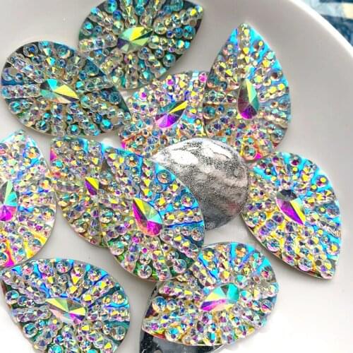 60pcs 20*30mm Resin Drop Rhinestones Strass Crystal Sewing Accessories Dresses Costumes Clothes Arts Charms Diy -Y400*5
