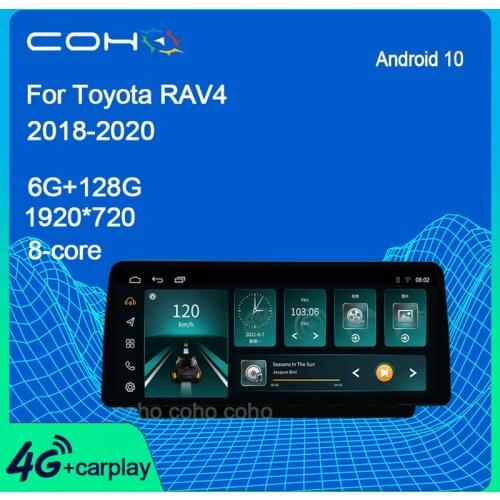 COHO For Toyota RAV 4 RAV4 2018-2020 Android 10 1920*72 4G Car Radio Player Navigation GPS 8-Core 6GB+128GB Radio Multimedia