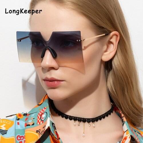 Big Frames Sunglasses Fashion Brand Designer Woman Men Oversized Square Sunglasses Gradient Blue Brown Shades Lunette De Soleil
