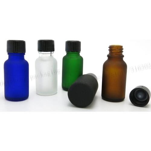 24 x 15ml Frost Amber Green blue Clear Black Boston Round Glass Essential Oil Bottler With Black Polyseal (Cone)Lined Closures