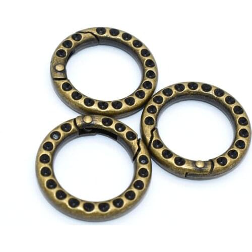 17mm Bronze Spring Gate Rings Round Push Snap Hook Spring Ring Clasp Snap Hook Gate O Ring Push Snap Hooks for Purses and bags