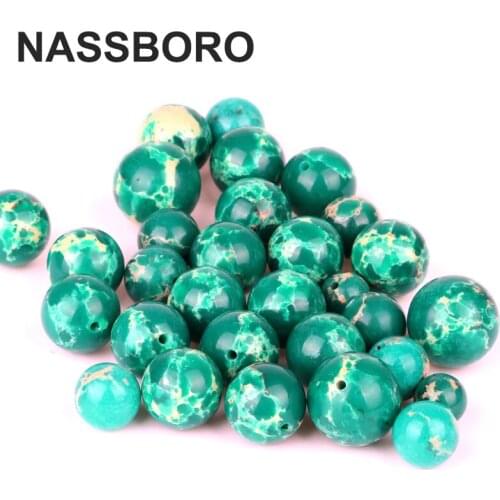 Blue-Green Imperial Pine Beads Round Loose Natural Stone Bead Ball 4/6/8/10/12/14MM Jewelry Bracelet Making DIY