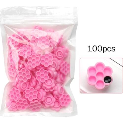 100 Pcs Grafting eyelash pink delay cup Eye Lashes Glue Holder Blossom delay cups Eyelash Extension women Makeup Tools
