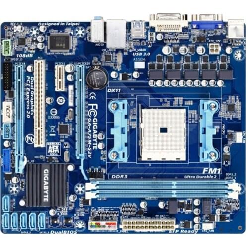 For Gigabyte GA-A75M-S2V Original Used Desktop Motherboard A75M-S2V A75 Socket FM1 DDR3 SATA3 USB3.0 Micro ATX