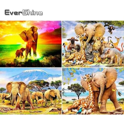 Evershine Elephant Diamond Painting Full Square Cross Stitch Diamond Embroidery Sale Animals Diamond Art Rhinestones Pictures