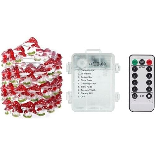 Fairy Mushroom Lights, Battery Operated Lamp String, Mushroom Decor, Mushroom Cottagecore Room Decor For Bedroom