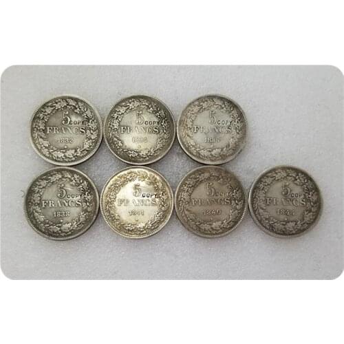 1832-1844 Belgium 5 Francs Coins COPY