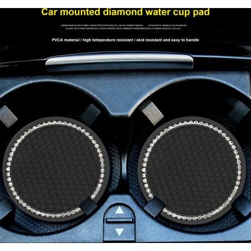Car Water Cup Mats Cushion Diamond Inlay Anti-slip Vehicle Non-slip Water Bottle Holder Pad Interior Decoration Accessories