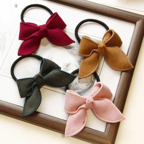Summer2021 Korean Solid-colored Head Rope Suede Bow Hair Rope Tie Hair Leather Hair Headbands for Women Hair Accessories