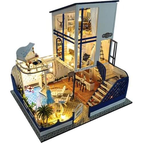 DIY Doll House Miniature Wooden Dollhouse Miniaturas Furniture Toy House Doll Toys for Gift Home Decor Craft Figurines