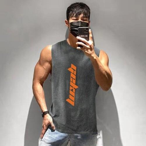 Gekm homemade fashion brand summer sleeveless vest mens Gym running training cantilevered loose sports T-shirt