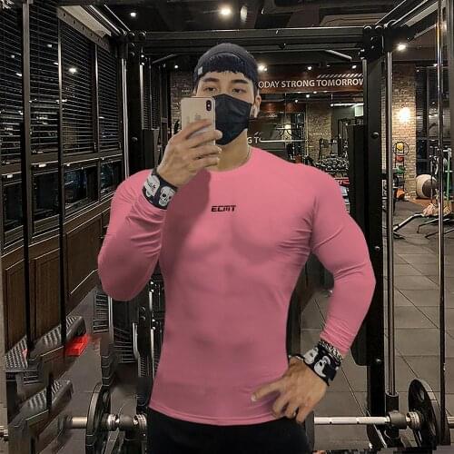 New Men Compression Running T Shirt Fitness Tight Long Sleeve Sport tshirt Training Jogging Shirts Gyms Sportswear Quick Dry Top