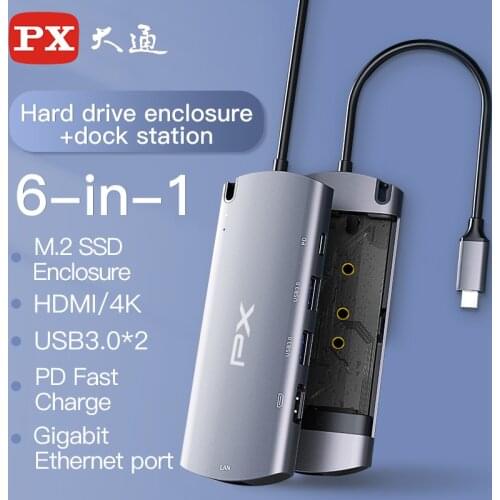 Portable type C Hard Drive enclosure M.2 NGFF USB C Hub docking station USB 3.0 HDMI-Compatible RJ45 for Dell/Macbook Pro