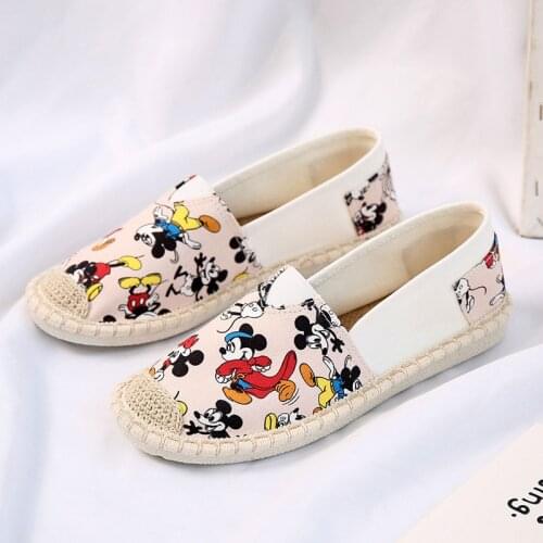 Disney cartoon Mickey girl casual shoes 2021 new summer fashion white shoes ladies college all-match flat shell toe sneakers