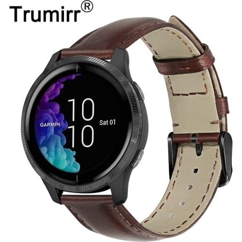 Genuine Cowhide Leather Watchband for Garmin Venu / Vivoactive 4 4S / Vivomove HR 3 3S Luxe Style / Vivoactive3 Watch Band Strap