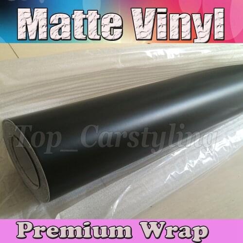 Satin Black Vinyl Car Wrap Film With Air release / Matte Black Vinyl Vehicle Wrapping Covering foil 1.52x30m/Roll (5ftx98ft)