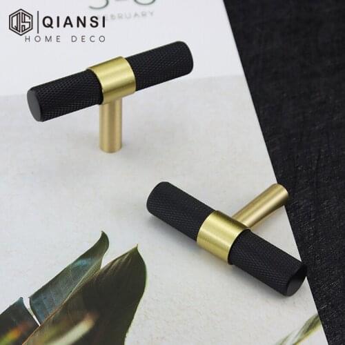 Modern Brass Knurled Handle Metal T Handle Black Wardrobe Drawer Handle Vintage Furniture Handles Vintage Brass Door Pull Handle