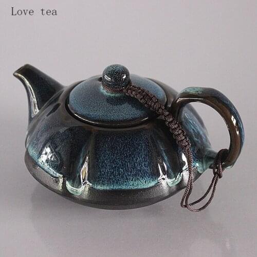 Tianmu glaze kiln changed to build a teapot, making tea, single pot, retro Kungfu tea, ceramics, home creative Chinese style