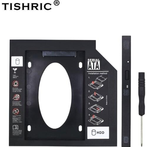 TISHRIC 2nd HDD Caddy 9.5mm Optibay SATA 3.0 2.5 HD SSD Hard Disk Drive HDD Case/Box/Enclosure For Laptop CD-ROM Adapter