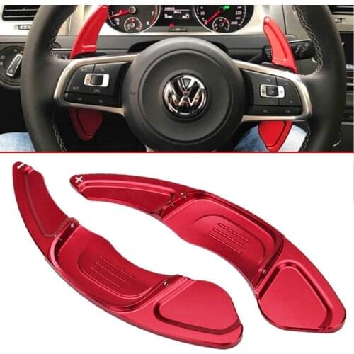2Pcs GSD Aluminum alloy Car Steering Wheel Shift Paddle Shifter Extension for VW Golf MK7 TSI GTI R red