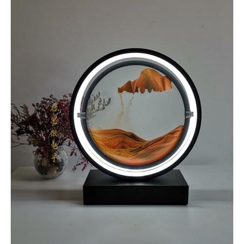USB Led Hourglass table lamp Craft quicksand 3D Natural Landscape Flowing Sand dimmable Moving Hourglass Night Light lampara led