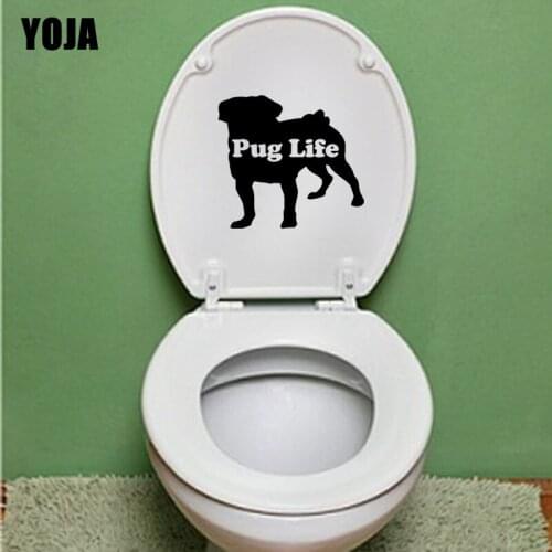 YOJA 21.2*19.3CM Pug Life Toilet Decal Dog Lover Puppy Home Decor Wall Sticker T4-0003