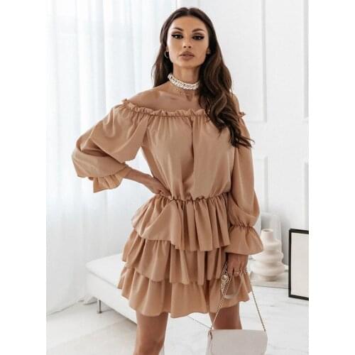 Spring and Autumn One-line Collar Strapless Irregular Dress 2021 Temperament Plus Size Black Elegant Sexy Womens Clothin