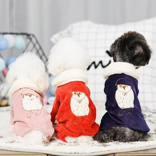 Winter Autumn Warm Corduroy Thick Dog Jumpsuit Puppy Dog Bulldog Chihuahua Birthday Party Padded Plush Four Legged Clothes