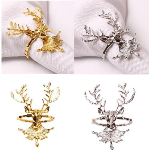 1PCS Cute Deer Napkin Holder Ring Holder Alloy Towel Napkin Ring Buckle for Bar Restaurant Christmas Party Dinner Table Decor