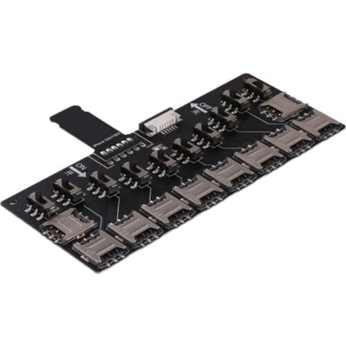 10-Slot SIM Card Adapter Multi-SIM Card Reader Mini SIM Nano with Independent Control Switch for iPhone5/6/7/8/X