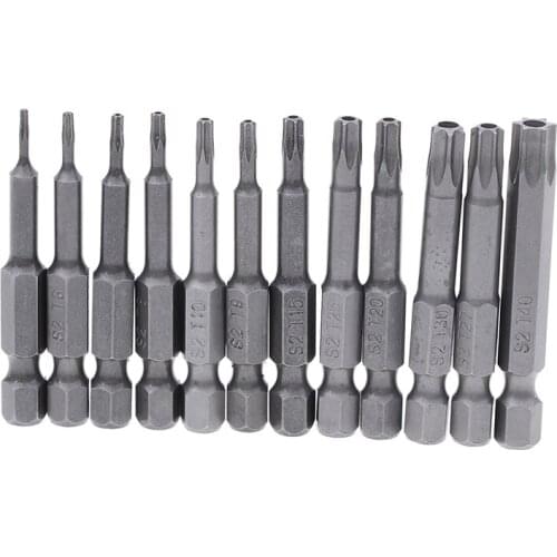 12pcs/set 50mm 1/4 Inch T5-T40 Magnetic Torx Screwdriver Bits Magnetic Torx Screwdriver Bits Set