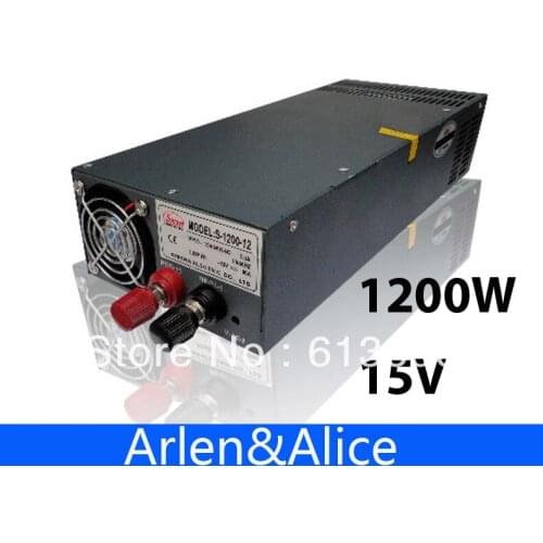 1200W 15V 80A adjustable 110V input Single Output Switching power supply for LED Strip light AC to DC