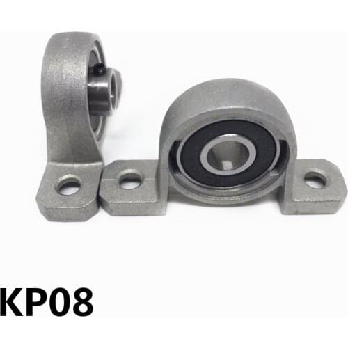 2Pcs Zinc Alloy KP08 Ball Bearing 8mm Bore Diameter Housing Pillow Block Shaft Support Bearing pedestal