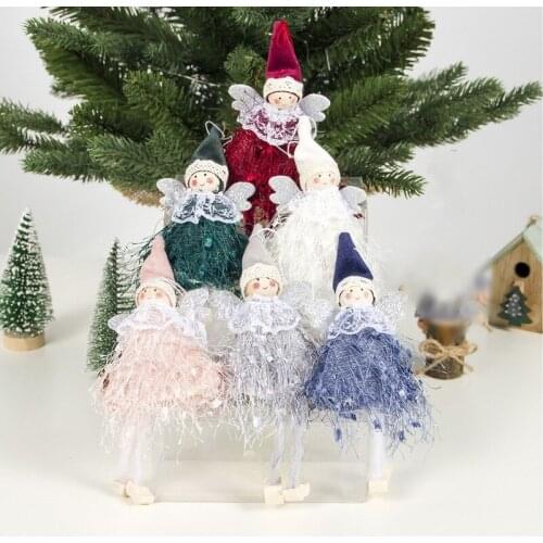 2Pcs Christmas Ornaments Cute Furry Fairy Pendants Christmas Tree Hanging Doll Decorations For Home Party New Year Navidad