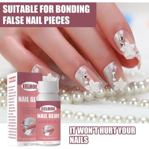 30ml Nail Glue Fast Drying False Nails Glitter Acrylic Decor With Brush False Nail Tips Design Adhesive Manicure Nail Glue TSLM1