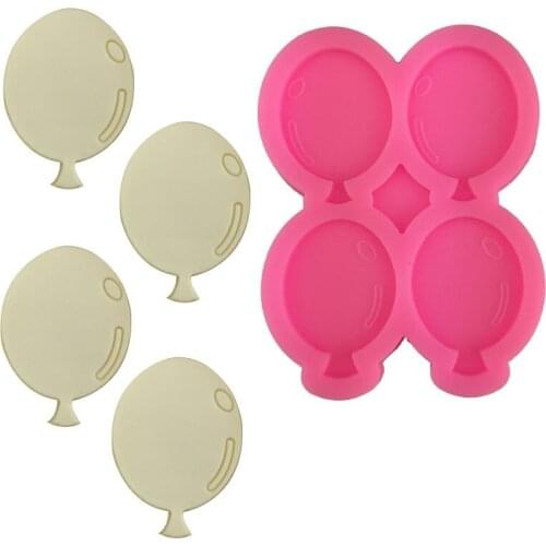 4 Holes Balloon Silicone Mold Lollipop Fondant Chocolate Cake Decorating Tools Baby Shower Birthday Cupcake Topper Resin Mould