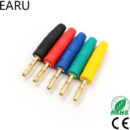 4pcs New 4mm Plugs Gold Plated Musical Speaker Cable Wire Pin Banana Plug Connectors Socket Red Black Blue Green Yellow
